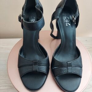 BCBG Paris Black Open-Toe Ankle Strap Heels